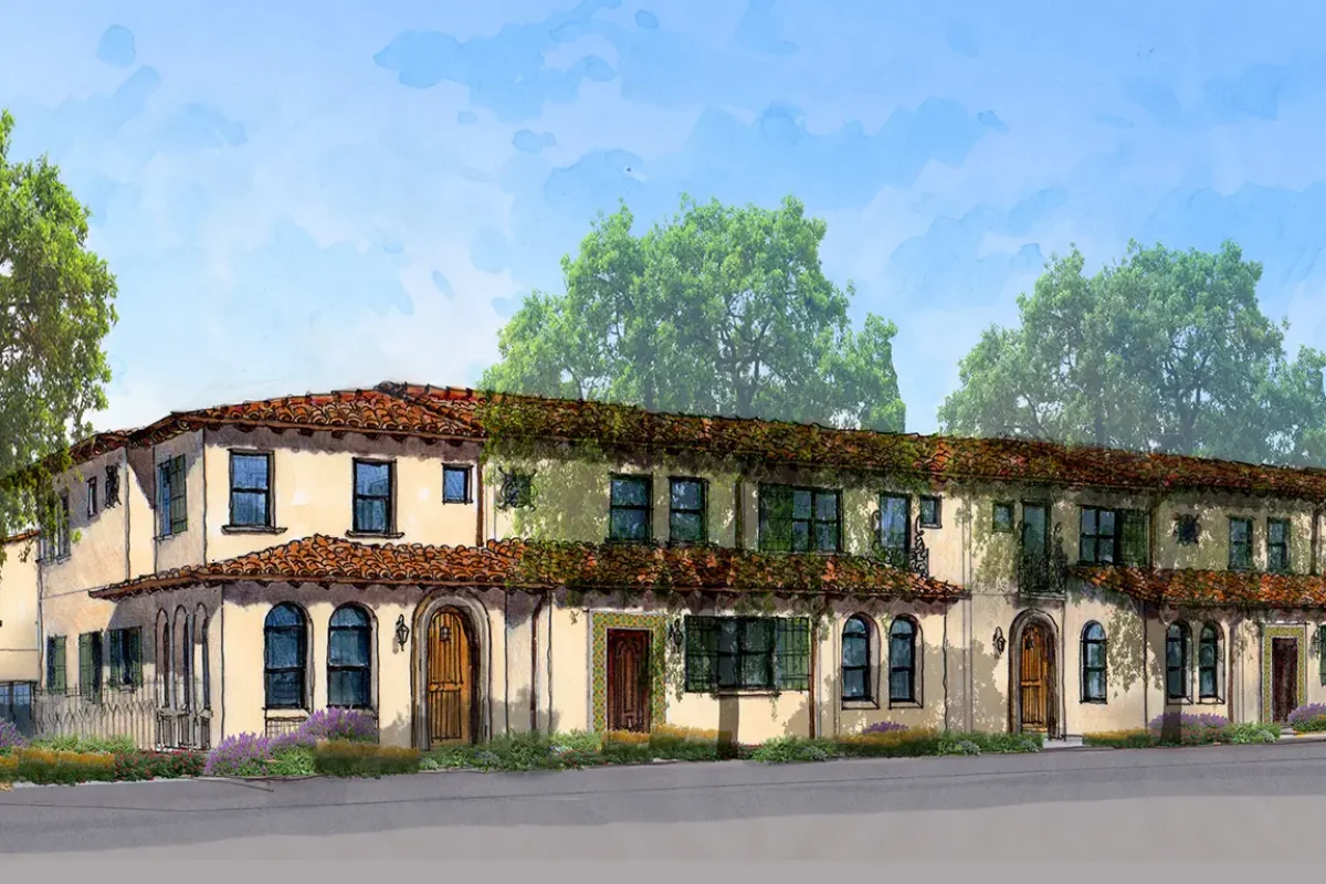 Affordable senior housing community in Bayview, California, with scenic Mediterranean-style architecture.